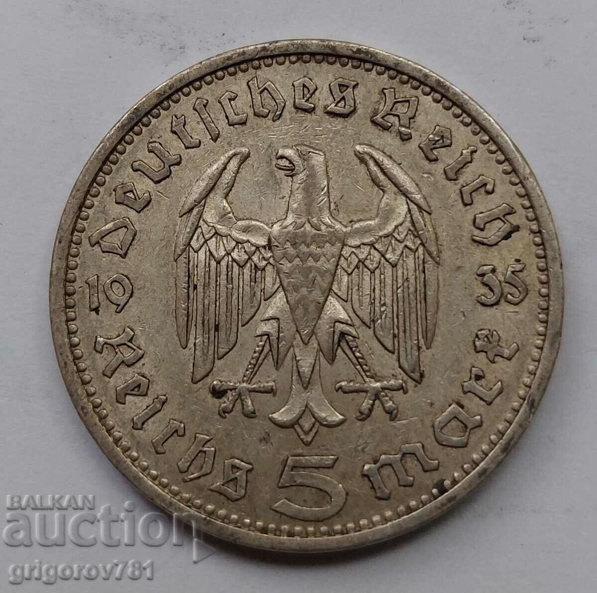 5 марки сребро Германия 1935 III Райх сребърна монета №92
