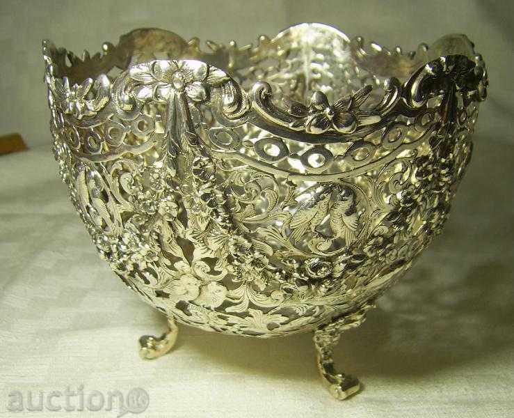 1890s Germany Silver Antique Fruit Bowl 638 Silver