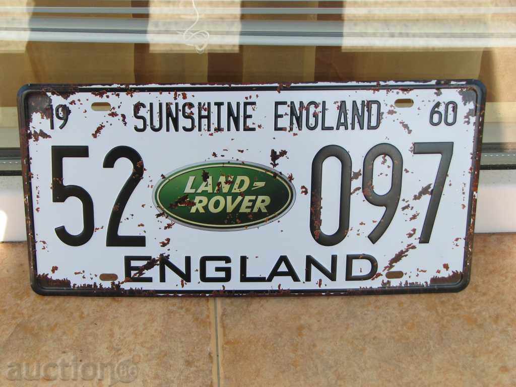Метална табела номер Land Rover Ленд Ровър Англия кола джип
