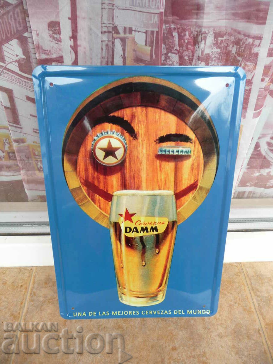 Μεταλλική πινακίδα μπύρα Damm διαφημιστικά καπάκια φλιτζάνι αστεία μπύρα