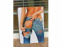 Metal plaque fashion jeans erotic sexy ad punch advertising torn