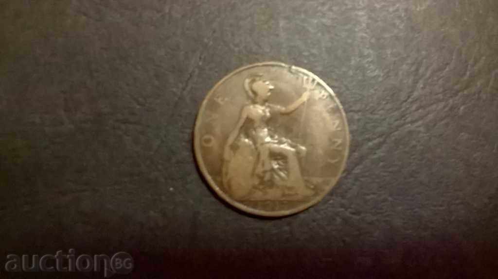 1пени  penny Великобритания 1917г
