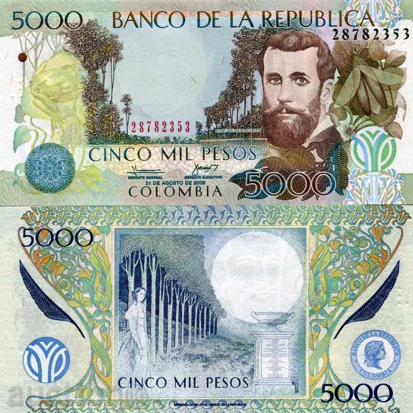 +++ COLOMBIA 5000 PES P NEW 2009 UNC +++