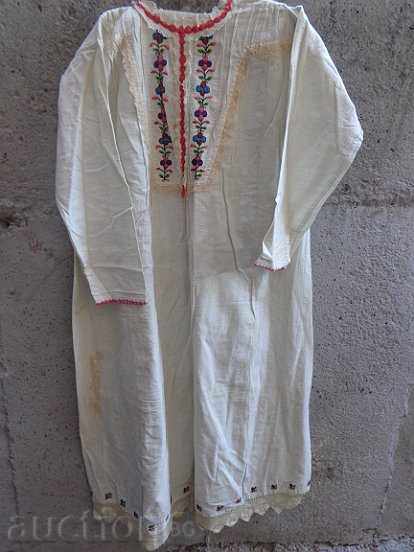 Old bridal shirt with hand embroidery and lace of chees