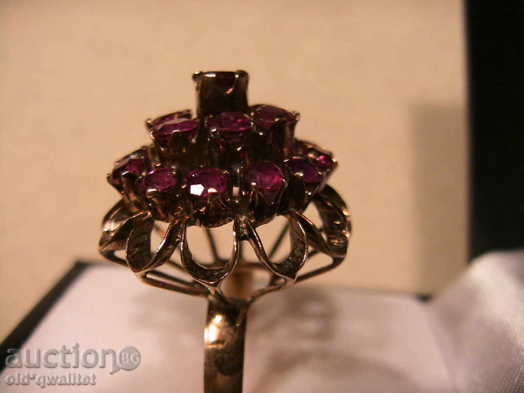 STAIRED GOLD RING, PINK SAPPHIRES, HANDMADE - 6 STAIRED GOLD RING, PINK SAPPHIRES, HANDMADE - 6