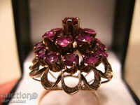 STAIRED GOLD RING, PINK SAPPHIRES, HANDMADE