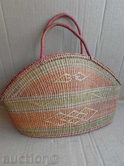 Стара дамска  плажна чанта, кошница от времето на соца