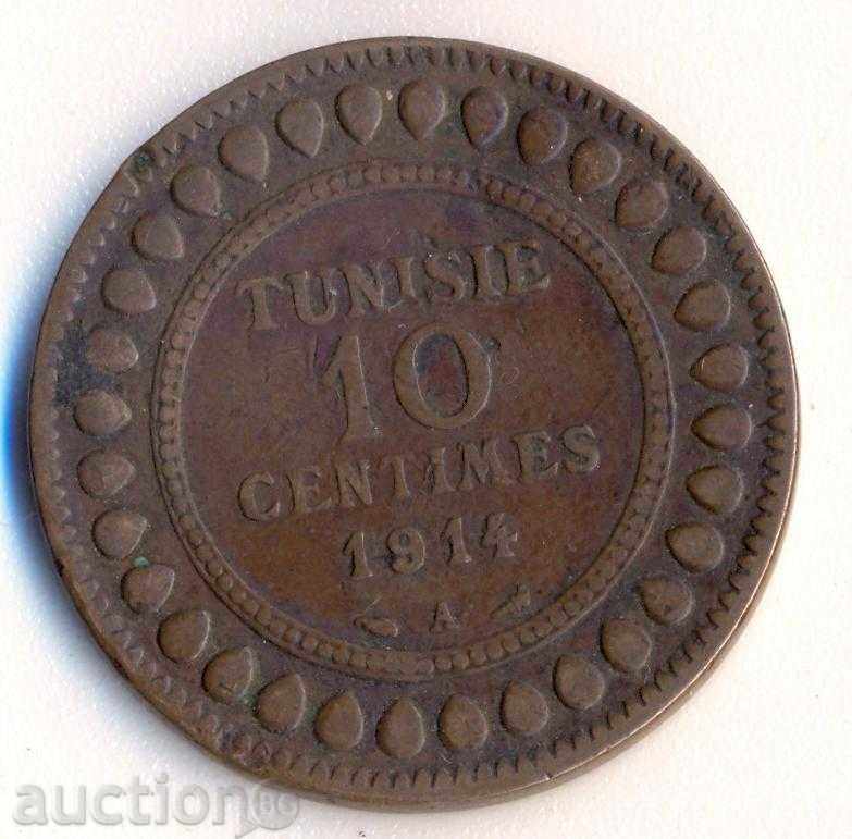Тунис 10 сантима 1914 година