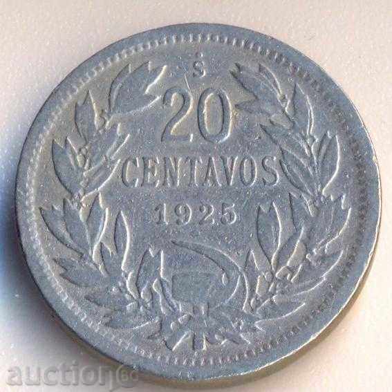 Чили 20 сентавос 1925 година