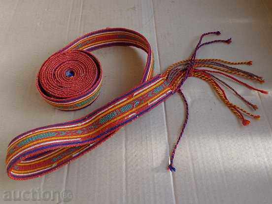 An old hand-woven belt, a belt, a bag, a costume