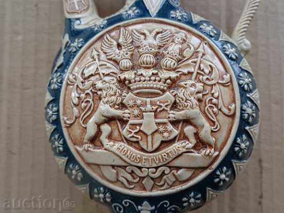 Auction Ceramic pot, pottery, crown, burette, bake a jug with a coat of arms Auction Ceramic pot, pottery, crown, burette, bake a jug with a coat of arms