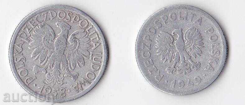 Poland, a 2-coin lot from 1949 and 1958 with price 3.50 BGN | € 1.79 Poland, a 2-coin lot from 1949 and 1958 with price 3.50 BGN | € 1.79