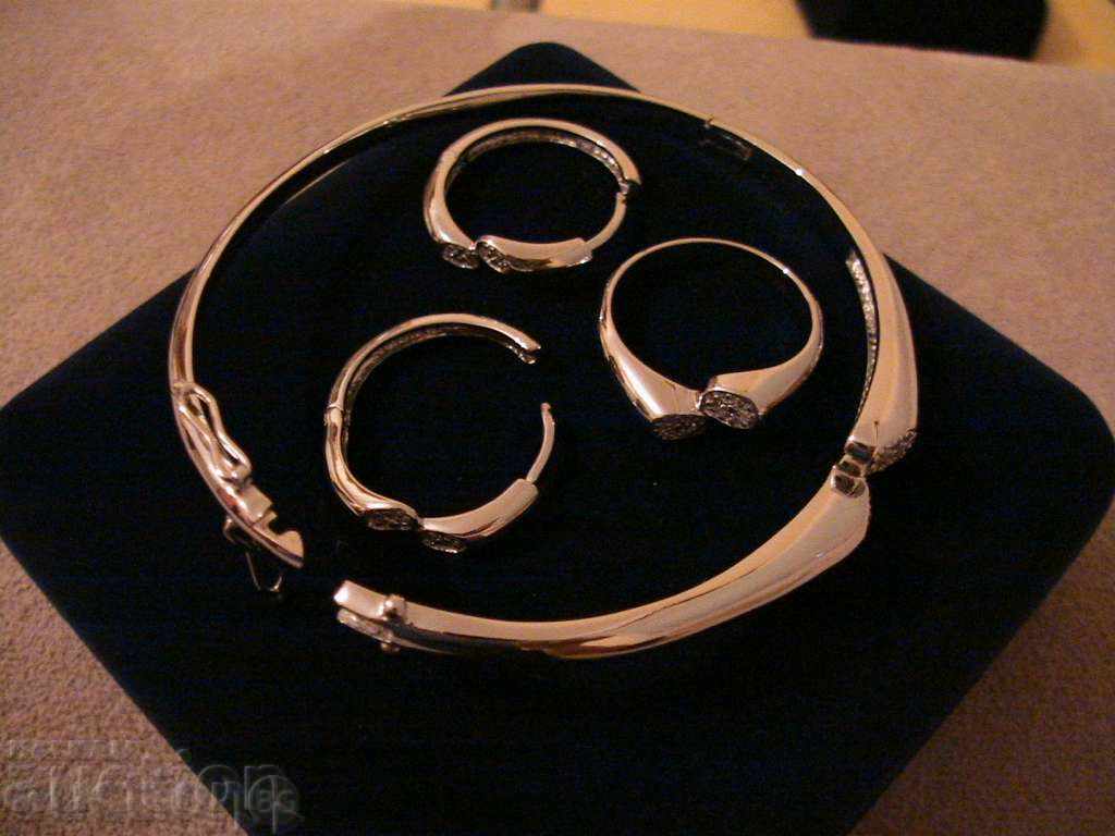 SET: silver BRACELET, RING, EARRINGS with Diamonds with price 497.00 BGN | € 254.11