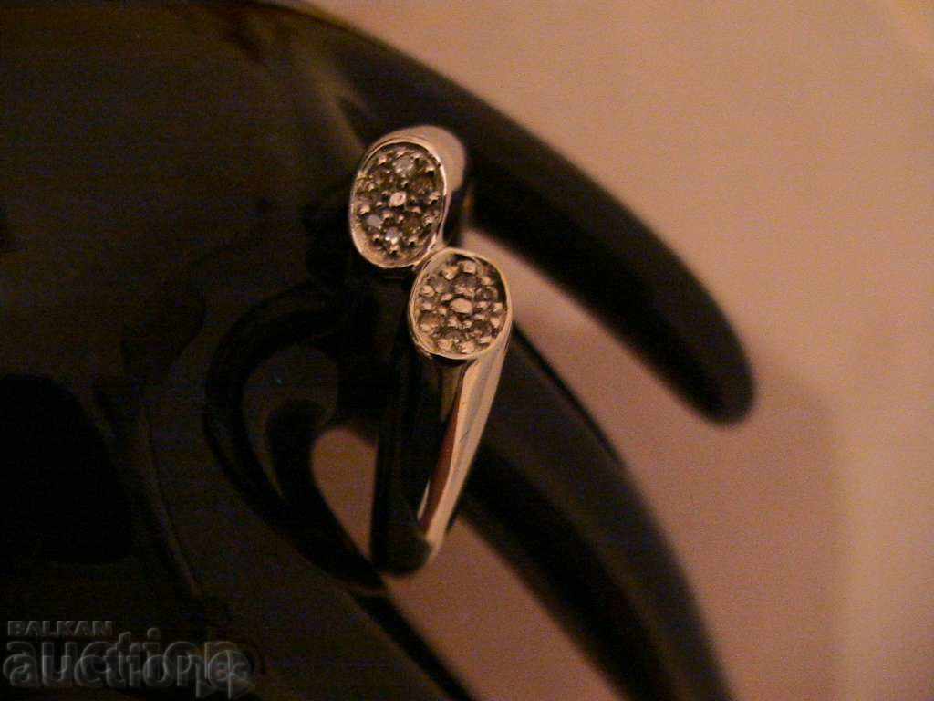 Auction  SET: silver BRACELET, RING, EARRINGS with Diamonds