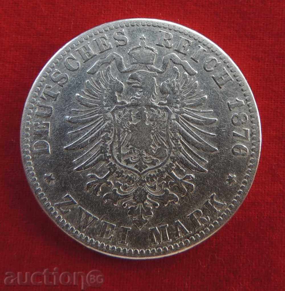2 марки 1876 A сребро / Прусия
