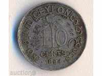 Ceylon 10 cenți, 1894 de argint