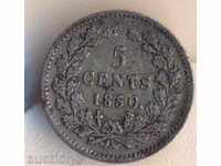 Холандия 5 цента 1850 година Вилхелм III, сребърна