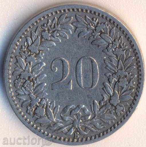 Швейцария 20 рапена 1893 година