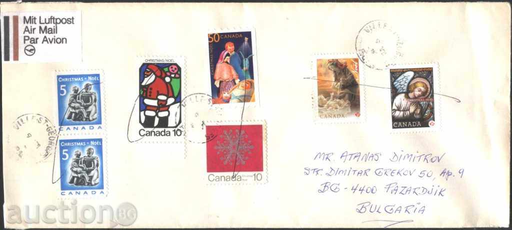 Traffic envelope with Christmas stamps from Canada