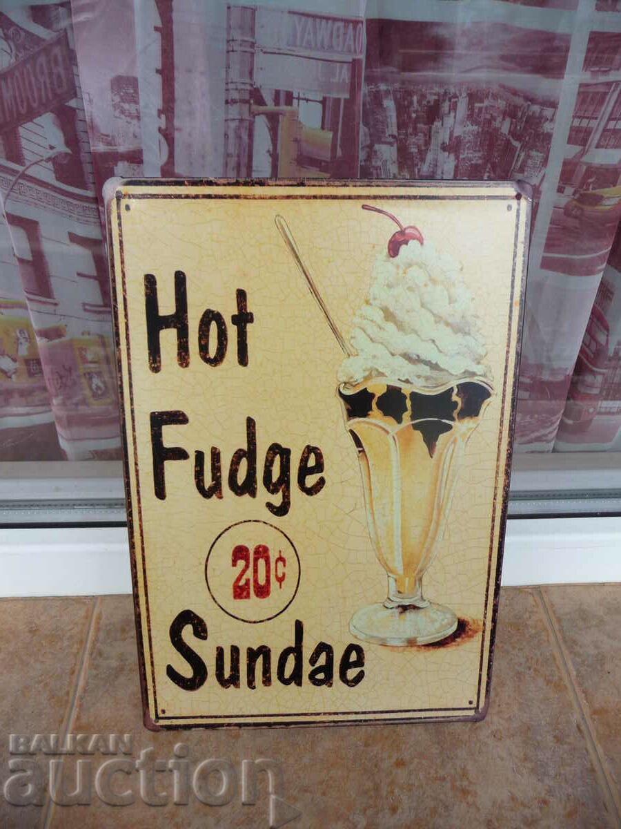 Metal plate food ice cream sherbet cherry with price 18.00 BGN | € 9.20 Metal plate food ice cream sherbet cherry with price 18.00 BGN | € 9.20