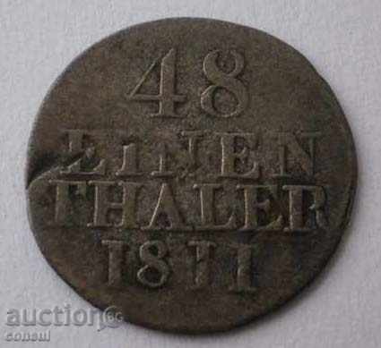 Saxony Friedrich August I 1/48 Thaler 1811H Silver Germany