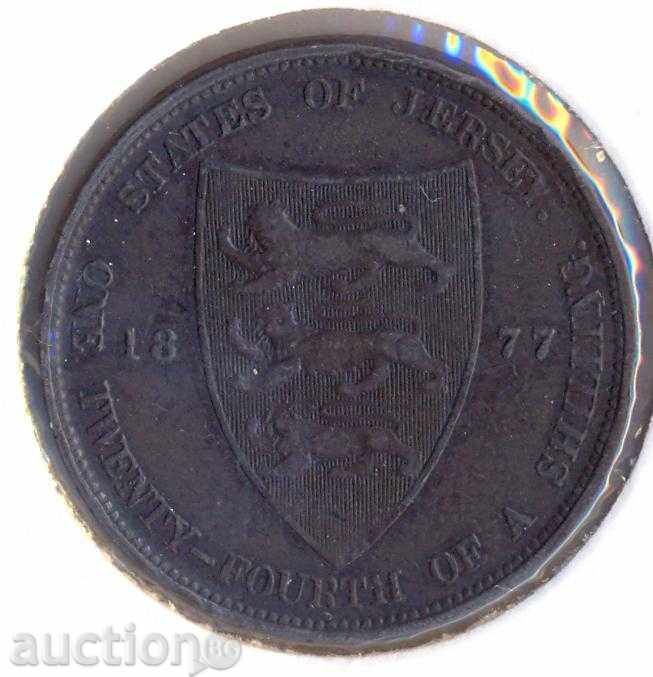 Jersey Island 1/24 shilling 1877, circulation 336,000.