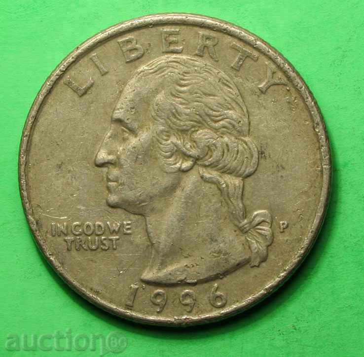 1/4 dolar SUA 1996 cu preț € 0.26 | 0.51 BGN