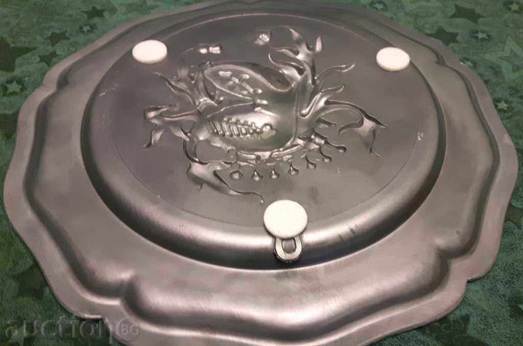 Auction Large, massive /1.45 kg/ relief panel with coat of arms - knight's helmet Auction Large, massive /1.45 kg/ relief panel with coat of arms - knight's helmet