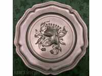 Large, massive /1.45 kg/ relief panel with coat of arms - knight's helmet