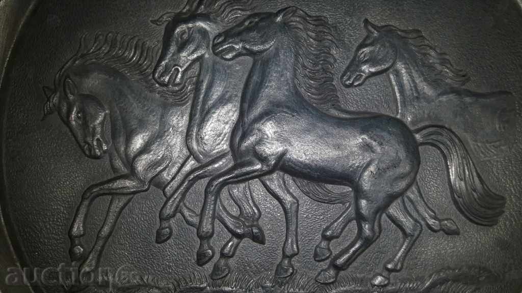 Embossed Panels - Horses / Metal / - Lot 3 pcs. with price 30.00 BGN | € 15.34 Embossed Panels - Horses / Metal / - Lot 3 pcs. with price 30.00 BGN | € 15.34