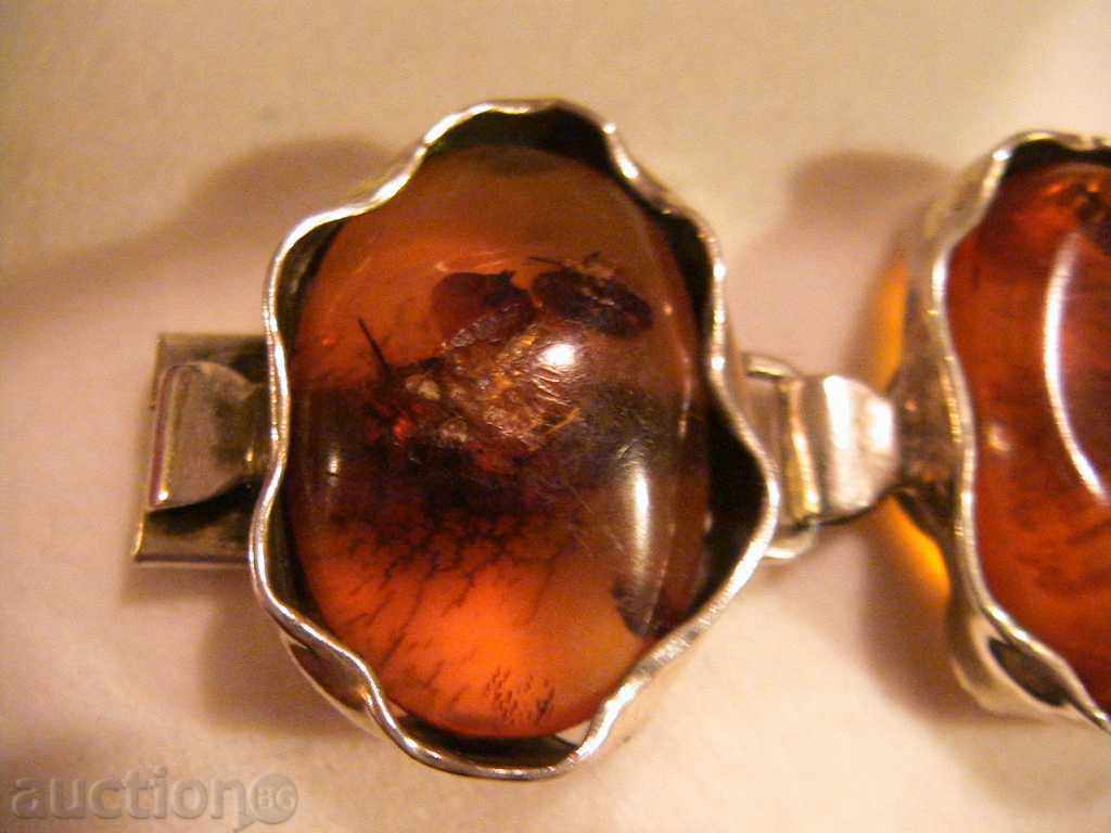 Old SILVER BRACELET with NATURAL AMBER, 925 SILVER - 6 Old SILVER BRACELET with NATURAL AMBER, 925 SILVER - 6