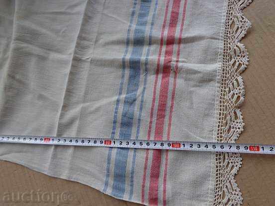 Old hand-woven towel with lace, lace, box - 5