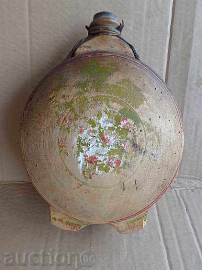 Old vase, wooden bucket, wooden primitive
