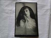 Old card praying girl 1949 К 54