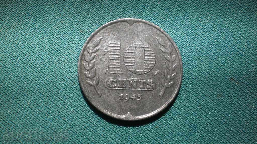 10 CENT 1943 GERMANIA - OLANDA-ocupație - rar