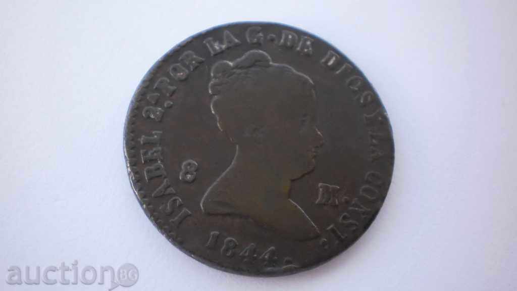 Spania Isabel 8 Marvedi 1844 Rare monede