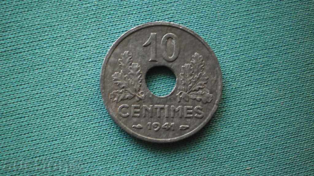 10 centime 1941 ocupație - Germania - Franța - rar