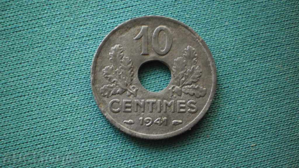 10 centimes 1941  Окупационна - ГЕРМАНИЯ -   ФРАНЦИЯ - РЯДКА с цена € 3.58 | 7.00 лв.
