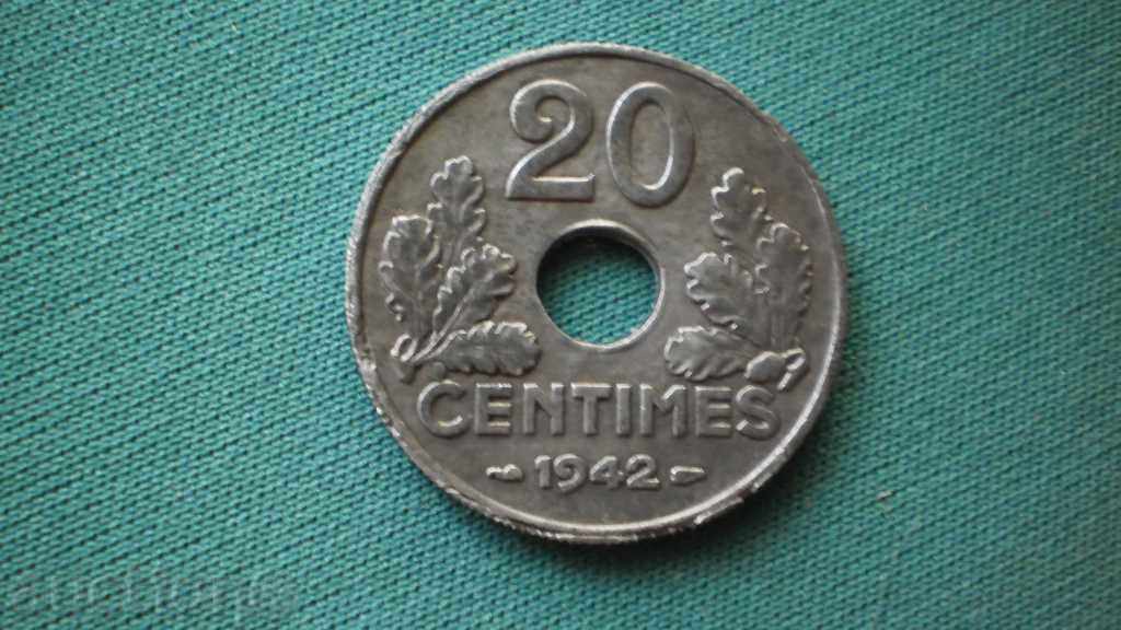 20 centimes 1942 Occupation - GERMANY - FRANCE - RACE