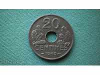 20 centime 1943 de ocupație - Germania - Franța - rar