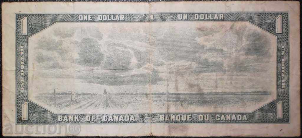 Kanaďa 1 Dollar 1954 Rare Banknote