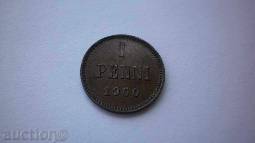 Russia - Nikolay II - Finland 1 Penny 1900 Rare Coin