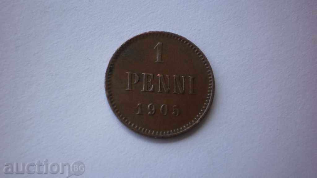 Русия - Николай II - Финландия 1 Пени 1905 Рядка Монета