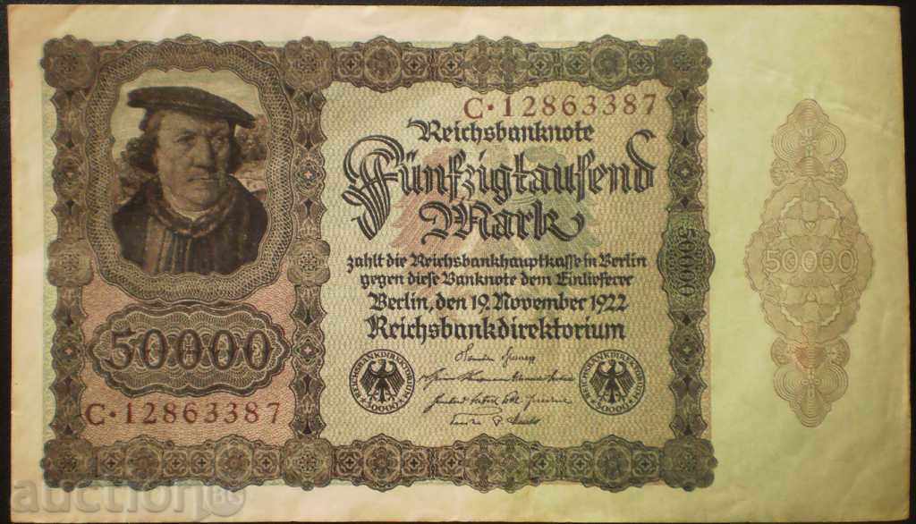 Banknote Germany 50,000 Marks 1922 VF Rare Banknote