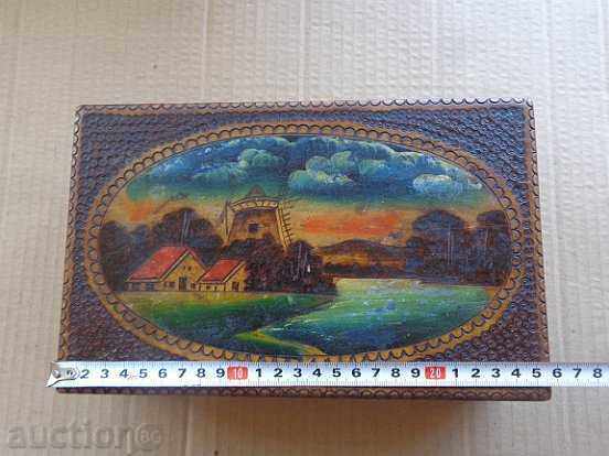 Auction Old pyrographic wooden box, wooden, 30s Auction Old pyrographic wooden box, wooden, 30s