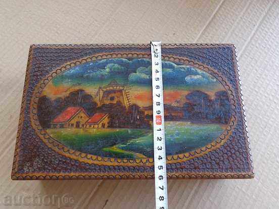 Old pyrographic wooden box, wooden, 30s - 5 Old pyrographic wooden box, wooden, 30s - 5