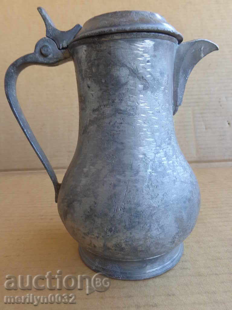 Παλιά αποσυνδέσεων κασσίτερο πλύσιμο κανάτα με καπάκι, κατσαρόλα χαλκού, κύπελλα στάμνα - 5 Παλιά αποσυνδέσεων κασσίτερο πλύσιμο κανάτα με καπάκι, κατσαρόλα χαλκού, κύπελλα στάμνα - 5