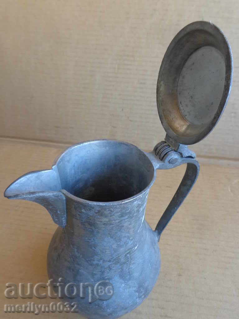 Παλιά αποσυνδέσεων κασσίτερο πλύσιμο κανάτα με καπάκι, κατσαρόλα χαλκού, κύπελλα στάμνα - 7 Παλιά αποσυνδέσεων κασσίτερο πλύσιμο κανάτα με καπάκι, κατσαρόλα χαλκού, κύπελλα στάμνα - 7