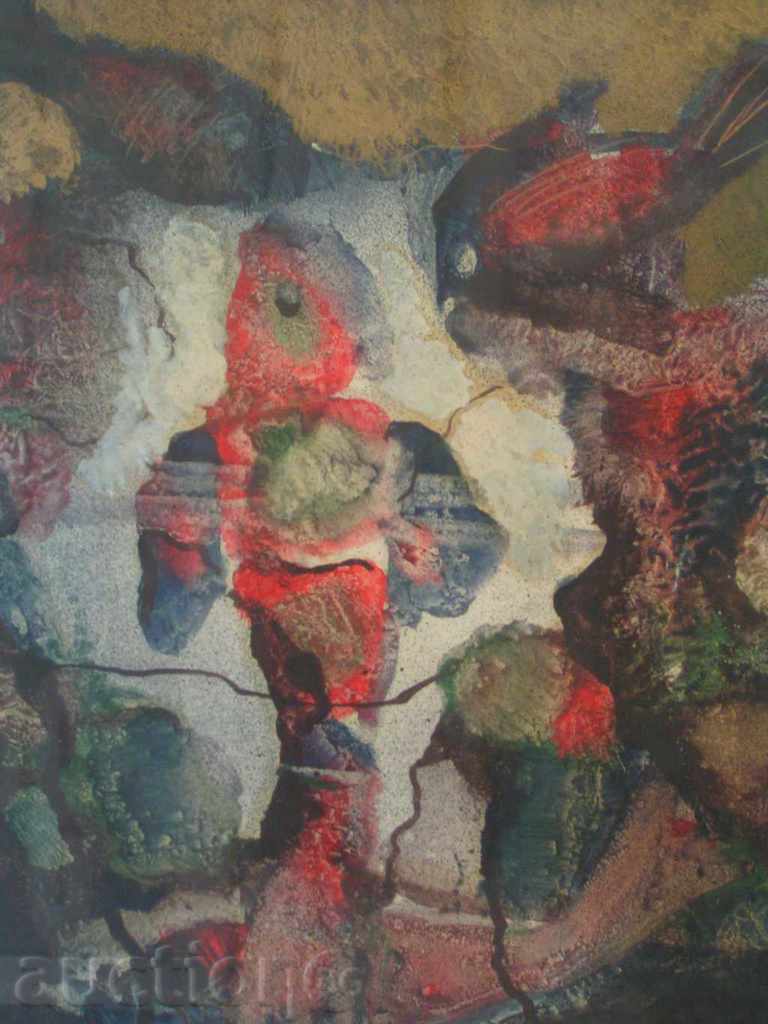 Painting "Pisces" abstract watercolor / signed with 87g. - 5 Painting "Pisces" abstract watercolor / signed with 87g. - 5