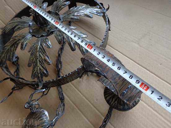 Auction Old wrought chandelier, lamp, lantern, lamp, lampshade 3 pieces Auction Old wrought chandelier, lamp, lantern, lamp, lampshade 3 pieces